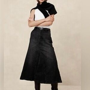 Classic Black Denim Skirt